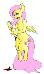 Size: 399x667 | Tagged: anthro, artist:bunnycat, blood, dead, decapitated, derpibooru import, fluttershy, gore, grimdark, rabbit, severed head