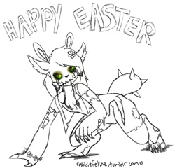 Size: 491x472 | Tagged: anthro, artist:bunnycat, blood, bone, bunny ears, derpibooru import, diamond dog, easter, gore, grimdark, oc, oc:maisy, undead, unofficial characters only, zombie