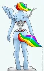 Size: 414x665 | Tagged: anthro, artist:bunnycat, bone, derpibooru import, gore, grimdark, rainbow dash, sad, skeleton