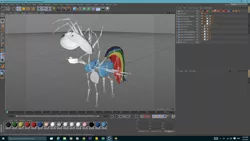 Size: 1437x810 | Tagged: dead source, safe, artist:creatorofpony, derpibooru import, rainbow dash, pegasus, pony, /mlp/, 3d, 3d model, blender, cinema 4d, female, mare, microsoft, solo, teeth, wat, windows, wip