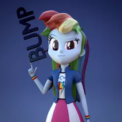 Size: 1000x1000 | Tagged: safe, artist:3d thread, artist:creatorofpony, derpibooru import, rainbow dash, equestria girls, /mlp/, 3d, 3d model, blender, bump, clothes, shirt, skirt, solo, wristband