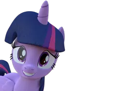 Size: 1600x1200 | Tagged: safe, artist:3d thread, artist:creatorofpony, derpibooru import, twilight sparkle, twilight sparkle (alicorn), alicorn, pony, /mlp/, 3d, 3d model, blender, female, mare, simple background, smiling, solo, transparent background