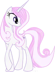 Size: 782x1022 | Tagged: safe, artist:mlpazureglow, derpibooru import, fleur-de-lis, unicorn, looking back, raised hoof, smiling, solo