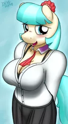 Size: 1061x1920 | Tagged: adorasexy, anthro, artist:devs-iratvs, big breasts, black underwear, blushing, bra, breasts, busty coco pommel, cleavage, clothes, coco pommel, cute, derpibooru import, female, looking at you, sexy, smiling, solo, solo female, suggestive, underwear, wardrobe malfunction
