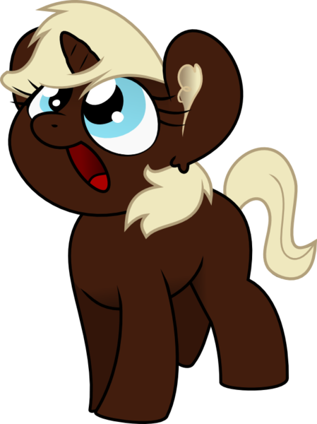 Size: 596x797 | Tagged: safe, artist:sketchy brush, artist:titi, derpibooru import, oc, oc:cocoa swirl, unofficial characters only, pony, unicorn, blonde, blonde mane, brown fur, collaboration, female, filly, simple background, smiling, transparent background, vector, vector trace