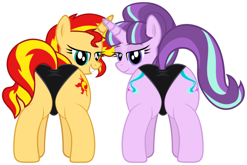 Size: 6852x4592 | Tagged: absurd resolution, artist:mrmaclicious, black underwear, both cutie marks, clothes, derpibooru import, female, lesbian, panties, panting, plot, plot pair, shimmerglimmer, shipping, show accurate, show accurate porn, starlight glimmer, suggestive, sunset shimmer, the cutie map, underwear