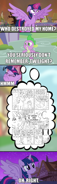 Size: 965x3105 | Tagged: questionable, artist:boneswolbach, artist:p.chronos, derpibooru import, edit, edited screencap, screencap, princess luna, spike, twilight sparkle, twilight sparkle (alicorn), oc, oc:milky way, alicorn, pony, magical mystery cure, owl's well that ends well, twilight's kingdom, caption, comic, destruction, epic, exploitable meme, faic, female, golden oaks library, hyper lactation, lactation, lineart, mare, meme, milk, milk squirt, moon, ponyville, racism, scrunchy face, vector, weaponized boobs, weaponized crotchboobs, who destroyed twilight's home