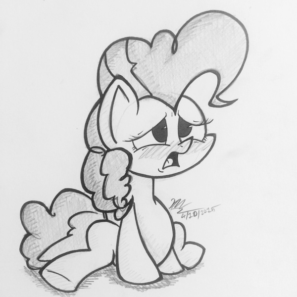 Size: 1280x1280 | Tagged: artist:pelate, derpibooru import, monochrome, pinkie pie, safe, solo, the cutie map, traditional art