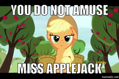 Size: 500x334 | Tagged: applejack, applejack is not amused, castle sweet castle, derpibooru import, edit, edited screencap, image macro, meme, reaction image, safe, screencap, unamused