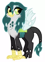 Size: 566x774 | Tagged: safe, artist:unoriginai, derpibooru import, changeling, classical hippogriff, gryphon, hippogriff, hybrid, changeling hybrid, crack shipping, cute, interspecies offspring, magical lesbian spawn, offspring, parent:gilda, parent:queen chrysalis, parents:gildalis, simple background, white background