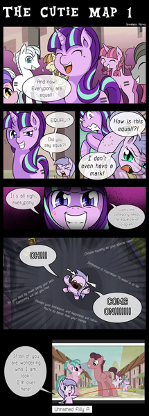 Size: 1300x3628 | Tagged: artist:vavacung, blank flank, comic, crying, derpibooru import, double diamond, safe, starlight glimmer, sugar belle, the cutie map
