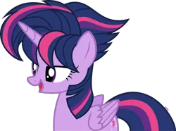 Size: 3000x2228 | Tagged: safe, artist:xebck, derpibooru import, twilight sparkle, twilight sparkle (alicorn), alicorn, pony, castle sweet castle, alternate hairstyle, female, high res, mare, punklight sparkle, simple background, solo, transparent background, vector