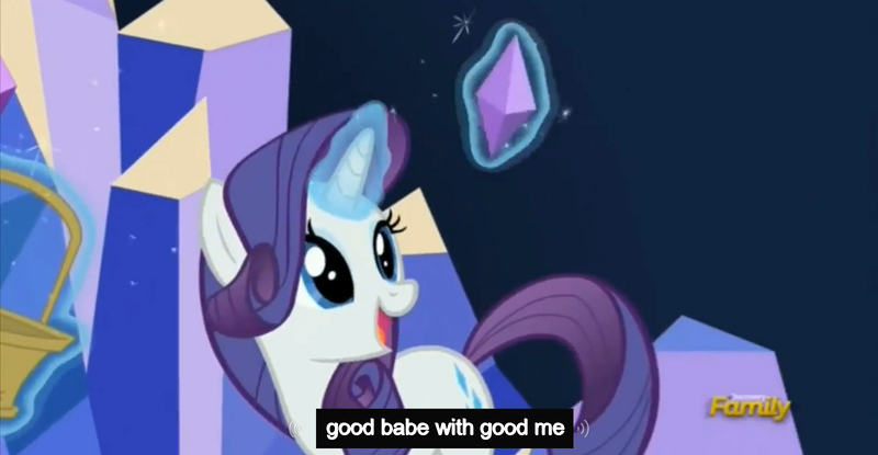 Size: 1600x830 | Tagged: caption, castle sweet castle, crystal, derpibooru import, edit, edited screencap, implied lesbian, meme, rarity, screencap, suggestive, youtube caption