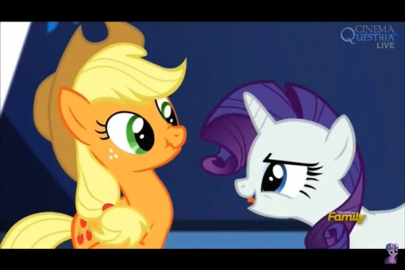 Size: 960x640 | Tagged: applejack, castle sweet castle, derpibooru import, nose wrinkle, rarity, safe, screencap, scrunchy face