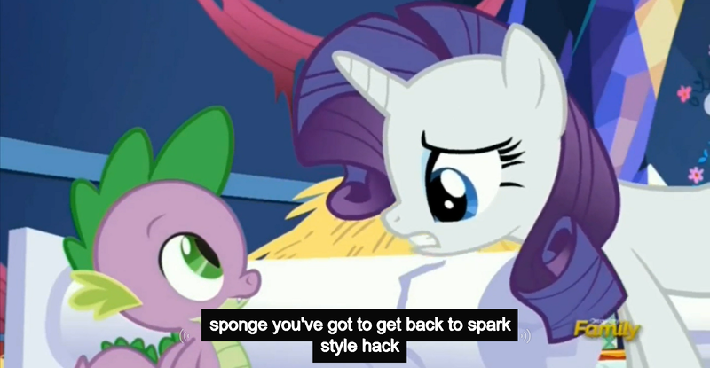 Size: 1600x830 | Tagged: castle sweet castle, derpibooru import, meme, rarity, safe, screencap, spike, youtube caption