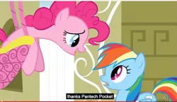 Size: 839x483 | Tagged: derpibooru import, meme, party of one, pinkie pie, rainbow dash, safe, screencap, youtube caption