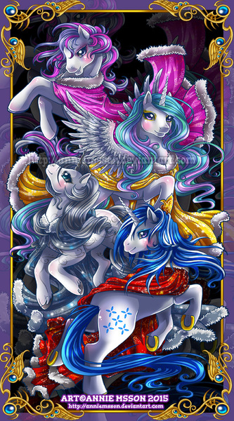 Size: 600x1081 | Tagged: artist:anniemsson, derpibooru import, g1, g2, g3, majesty, princess celestia, princess silver swirl, royalette, safe, square crossover