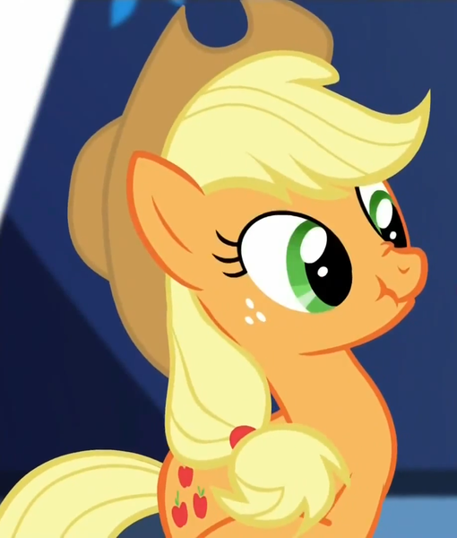 Size: 918x1080 | Tagged: applejack, castle sweet castle, derpibooru import, reaction image, safe, screencap, scrunchy face, solo