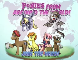 Size: 1024x787 | Tagged: safe, artist:nauth, derpibooru import, oc, oc:classic m, oc:daring pon3, oc:dying ember, oc:liquid sunshine, oc:lost thoughs, oc:nauth, unofficial characters only, bat pony, earth pony, pegasus, pony, briny, herd, join the herd, world