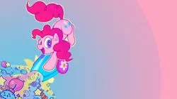 Size: 1920x1080 | Tagged: safe, artist:anjila, derpibooru import, pinkie pie, party cannon, solo, wallpaper