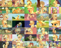 Size: 3197x2520 | Tagged: safe, artist:fred321123, derpibooru import, edit, edited screencap, screencap, applejack, rainbow dash, twilight sparkle, earth pony, manticore, pony, applebuck season, boast busters, fall weather friends, look before you sleep, over a barrel, party of one, sweet and elite, the best night ever, the last roundup, the show stoppers, applejack's hat, blushing, collage, cowboy hat, cute, eyes closed, female, floppy ears, hat, jackabetes, mare, open mouth, sitting, smiling