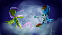 Size: 1182x675 | Tagged: artist:jorge123esp, clothes, crying, derpibooru import, drama, edmond dantes, fluttercedes, fluttershy, full moon, interpretation, i will be there, mercedes, moon, musical, night, rainbow dantes, rainbow dash, safe, signature, stars, the count of monte cristo