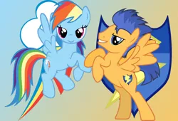 Size: 1024x696 | Tagged: artist:marcusthewolf21, derpibooru import, flashdash, flash sentry, rainbow dash, safe, shipping