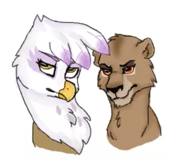 Size: 913x858 | Tagged: safe, artist:graffiti, derpibooru import, gilda, gryphon, crack shipping, crossover, disney, frown, the lion king
