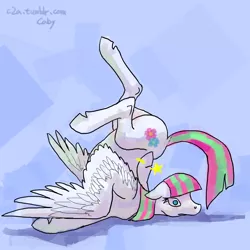 Size: 1000x1000 | Tagged: safe, artist:cabyowl, derpibooru import, blossomforth, pony, backbend, chest stand, contortionist, flexible, silly, silly pony