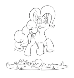 Size: 2970x3136 | Tagged: safe, artist:tentinythimbles, derpibooru import, pinkie pie, high res, monochrome, pronking, solo