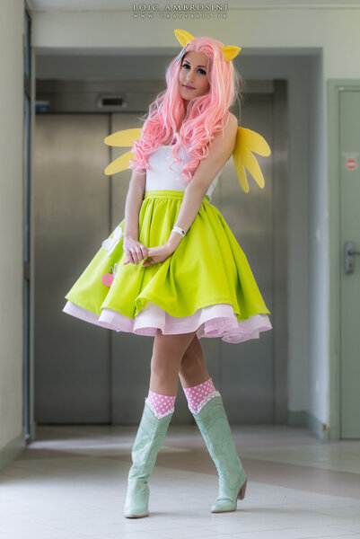 Size: 1024x1534 | Tagged: safe, artist:chatelier, derpibooru import, fluttershy, human, equestria girls, clothes, cosplay, irl, irl human, photo, pony ears, solo, wings