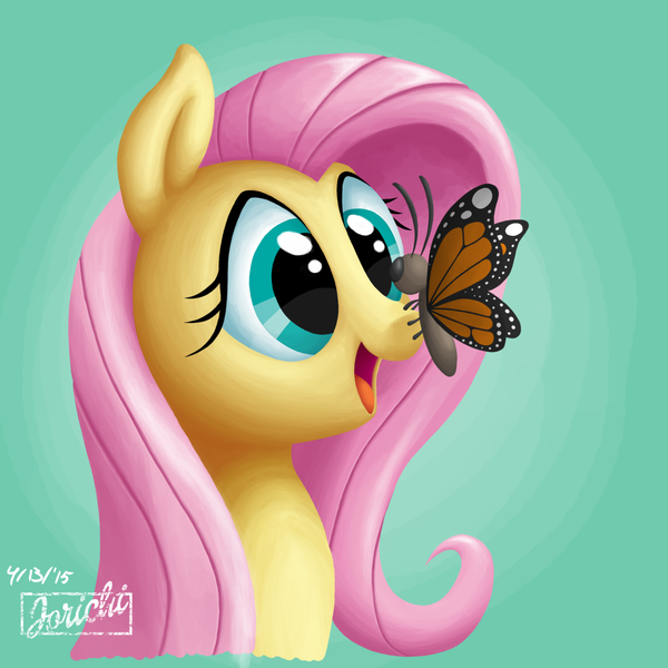 Safe Artist Jorichi Derpibooru Import Fluttershy Butterfly Pegasus Pony Bust