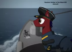 Size: 1280x914 | Tagged: artist:asktheguardponies, asktheguardponies, derpibooru import, equestrian navy, military, military uniform, navigator, oc, oc:azimuth, ocean, safe, ship, unofficial characters only