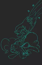 Size: 1262x1920 | Tagged: artist:greensalamander, crossover, derpibooru import, monochrome, pinkie pie, riding, safe, sketch, star butterfly, star vs the forces of evil, xk-class end-of-the-world scenario