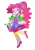 Size: 610x883 | Tagged: safe, artist:looji, derpibooru import, gummy, pinkie pie, equestria girls, friendship through the ages, my little pony: pony life, rainbow rocks, heart mouth, high heels, image, new wave pinkie, plushie, png, simple background, sleeveless, solo, strapless, the powerpuff girls, transparent background