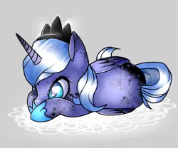 Size: 979x816 | Tagged: safe, artist:sofilut, derpibooru import, princess luna, filly, freckles, heart eyes, solo, wingding eyes, woona