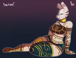Size: 1280x977 | Tagged: anthro, artist:somescrub, ask nudist sweetie belle, clothes, derpibooru import, oc, oc:saltine, suggestive, unofficial characters only, zebra