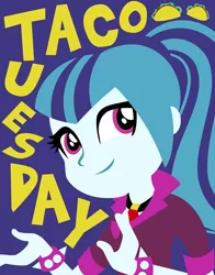 Size: 942x1200 | Tagged: safe, artist:pixelkitties, derpibooru import, sonata dusk, equestria girls, rainbow rocks, solo, sonataco, taco, taco tuesday