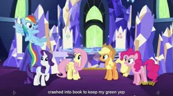 Size: 1281x712 | Tagged: applejack, castle sweet castle, derpibooru import, fluttershy, meme, pinkie pie, rainbow dash, rarity, safe, screencap, youtube caption