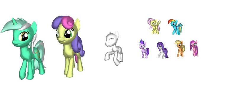 Size: 1305x488 | Tagged: safe, derpibooru import, applejack, bon bon, fluttershy, lyra heartstrings, pinkie pie, rainbow dash, rarity, sweetie drops, twilight sparkle, twilight sparkle (alicorn), oc, oc:anonymous, alicorn, pony, 3d, female, mane six, mare, pinkamena diane pie, solid sparkle, wet mane