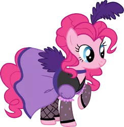 Size: 2810x2879 | Tagged: castle creator, clothes, derpibooru import, official, pinkie pie, raised hoof, safe, saloon dress, saloon pinkie, simple background, solo, stockings, transparent background, vector