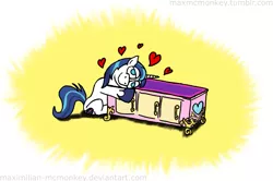 Size: 1073x714 | Tagged: artist:maximilian-mcmonkey, derpibooru import, furniture, mi amore credenza, princess cadance, pun, safe, shining armor, visual pun