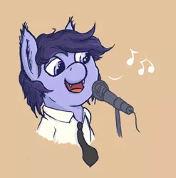 Size: 600x608 | Tagged: safe, artist:sandwichdelta, derpibooru import, oc, oc:moon rock, unofficial characters only, bat pony, pony, clothes, microphone, necktie