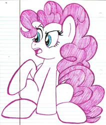 Size: 1280x1506 | Tagged: artist:pearlyiridescence, derpibooru import, lined paper, pinkie pie, safe, solo, traditional art