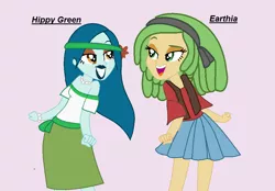 Size: 959x667 | Tagged: safe, artist:t-mack56, derpibooru import, captain planet, sandalwood, equestria girls, background human, base used, duo, duo female, earthia, eco kids, equestria guys, female, hippy green, rule 63