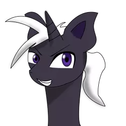 Size: 3000x3000 | Tagged: safe, artist:kaijeno, derpibooru import, oc, oc:neo ink, unofficial characters only, pony, unicorn, black coat, purple eyes, smiling