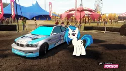 Size: 1280x720 | Tagged: safe, artist:equestianracer, derpibooru import, vinyl scratch, pony, bmw, bmw e46, bmw m3, car, forza horizon, itasha, solo