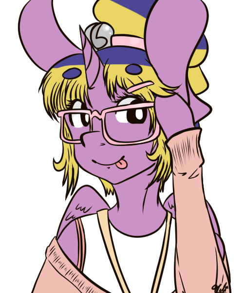 Size: 501x600 | Tagged: alicorn, alicorn oc, anthro, anthro oc, arm hooves, artist:taligintou, derpibooru import, glasses, oc, oc:princess twila, offspring, parent:prince blueblood, parents:twiblood, parent:twilight sparkle, safe, solo, unofficial characters only