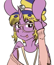 Size: 501x600 | Tagged: alicorn, alicorn oc, anthro, anthro oc, arm hooves, artist:taligintou, derpibooru import, glasses, oc, oc:princess twila, offspring, parent:prince blueblood, parents:twiblood, parent:twilight sparkle, safe, solo, unofficial characters only