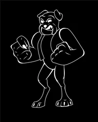 Size: 644x800 | Tagged: artist:galgannet, derpibooru import, diamond dog, fallout equestria, fallout equestria: the rovers, fist, monochrome, safe, solo, vault boy